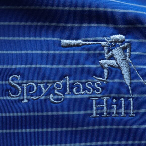 Spyglass Hill Under Armour Blue Striped Stretch Polo (L) ⛳️ ⛳️ - Picture 1 of 8
